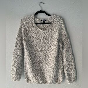 Buffalo David Bitton Cream Gray Boucle Textured Crew Neck Sweater